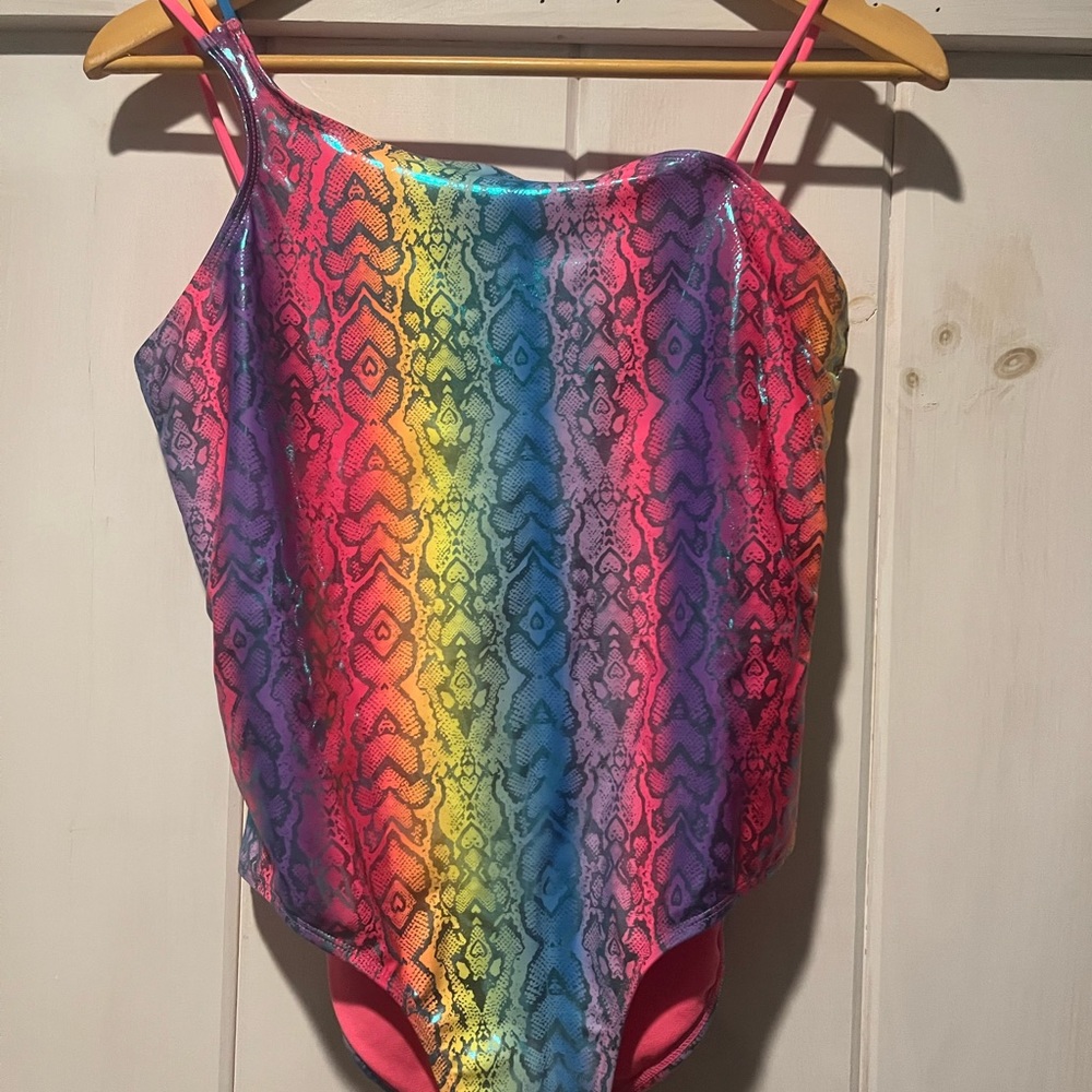 Wonder nation swim girls xxl 18 metallic-multi